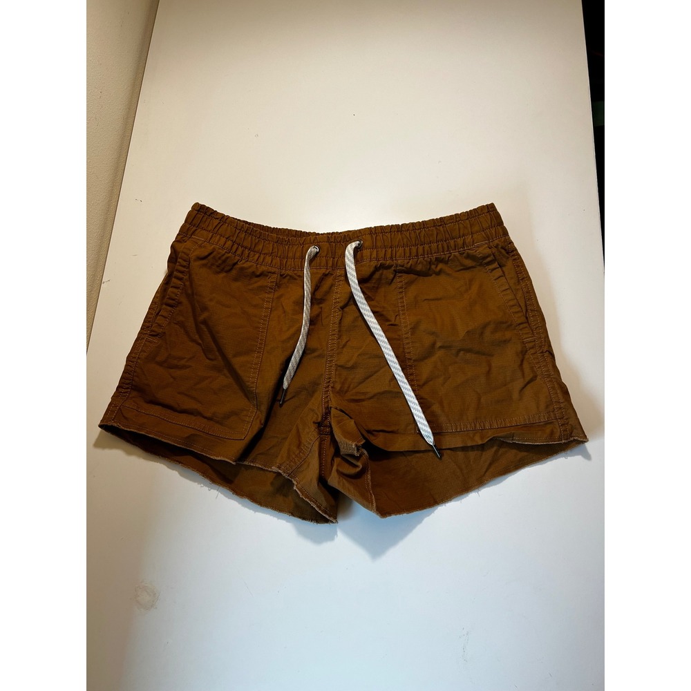 Vuori Womens Banks Shorts M Brown Ripstop Drawstring Frayed Hem Stretch